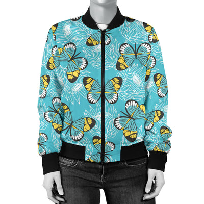 Butterfly Pattern Print Design 010 Women's Bomber Jacket