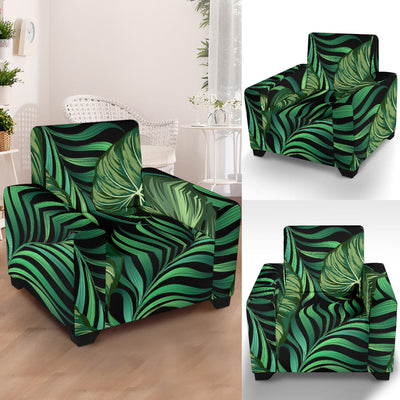 Green Fresh Tropical Palm Leaves Armchair Slipcover