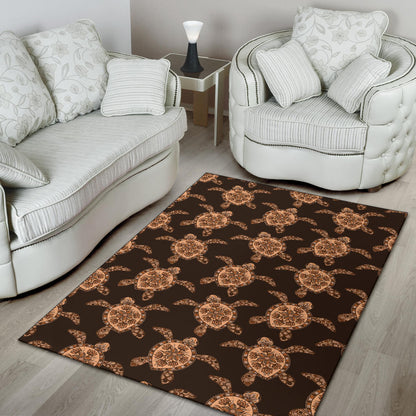 Tribal Sea Turtle Pattern Print Design T09 Area Rugs