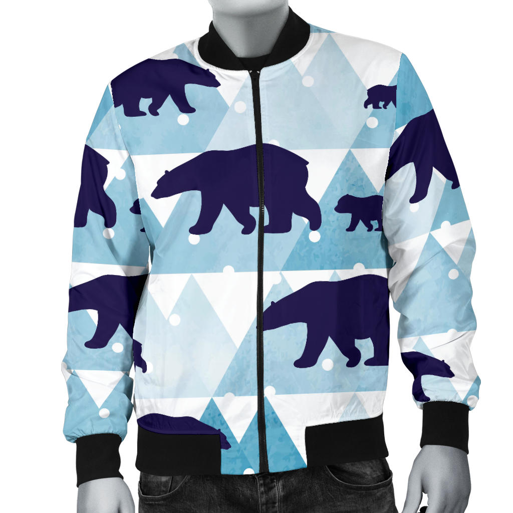 Bear Pattern Print Design BE01 Men Bomber Jacket