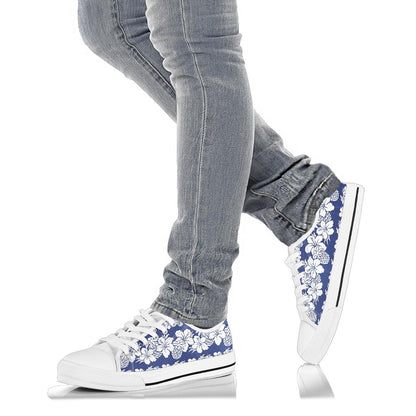 Hawaiian Themed Pattern Print Design H07 White Bottom Low Top Shoes