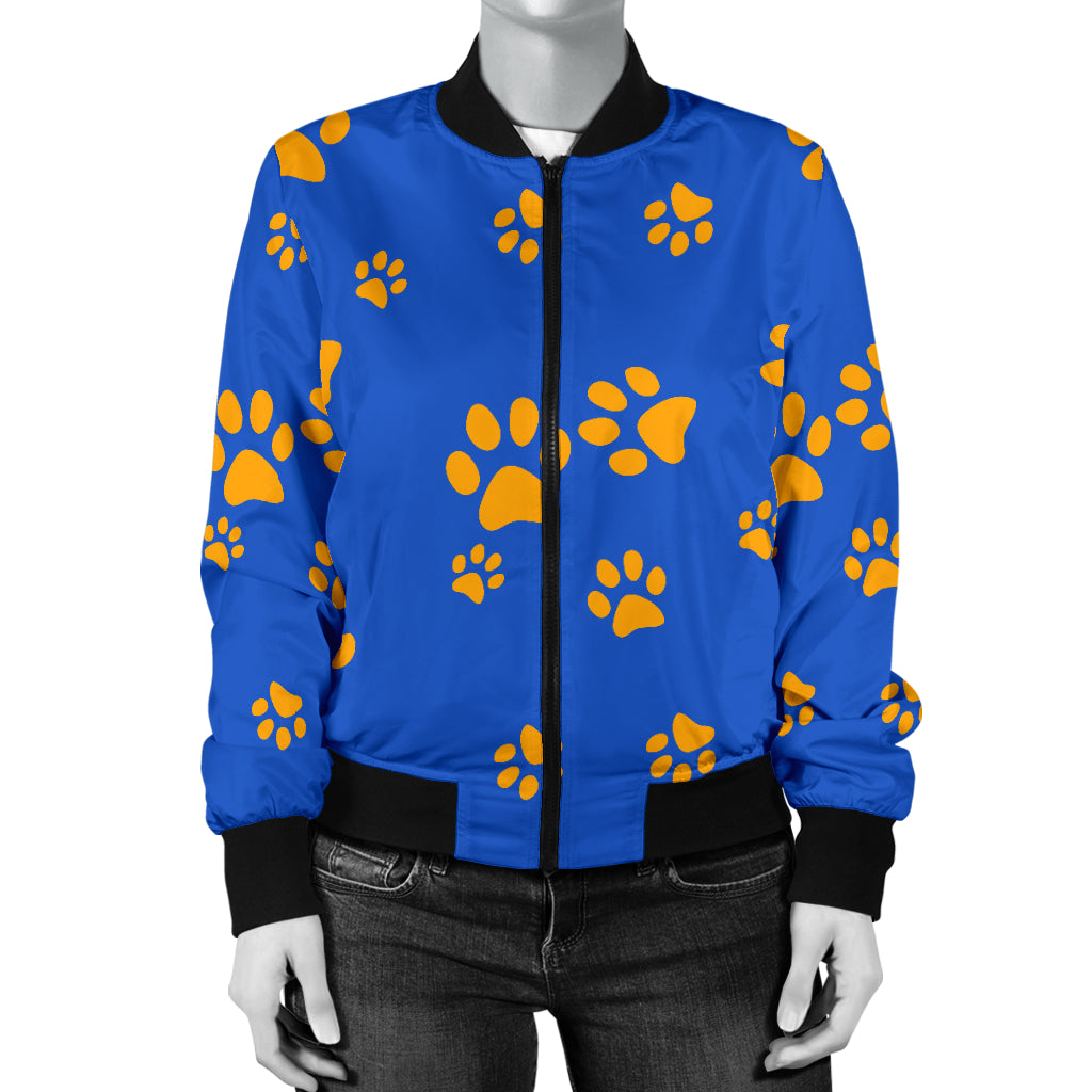 Paw Pattern Print Design A03 Women's Bomber Jacket
