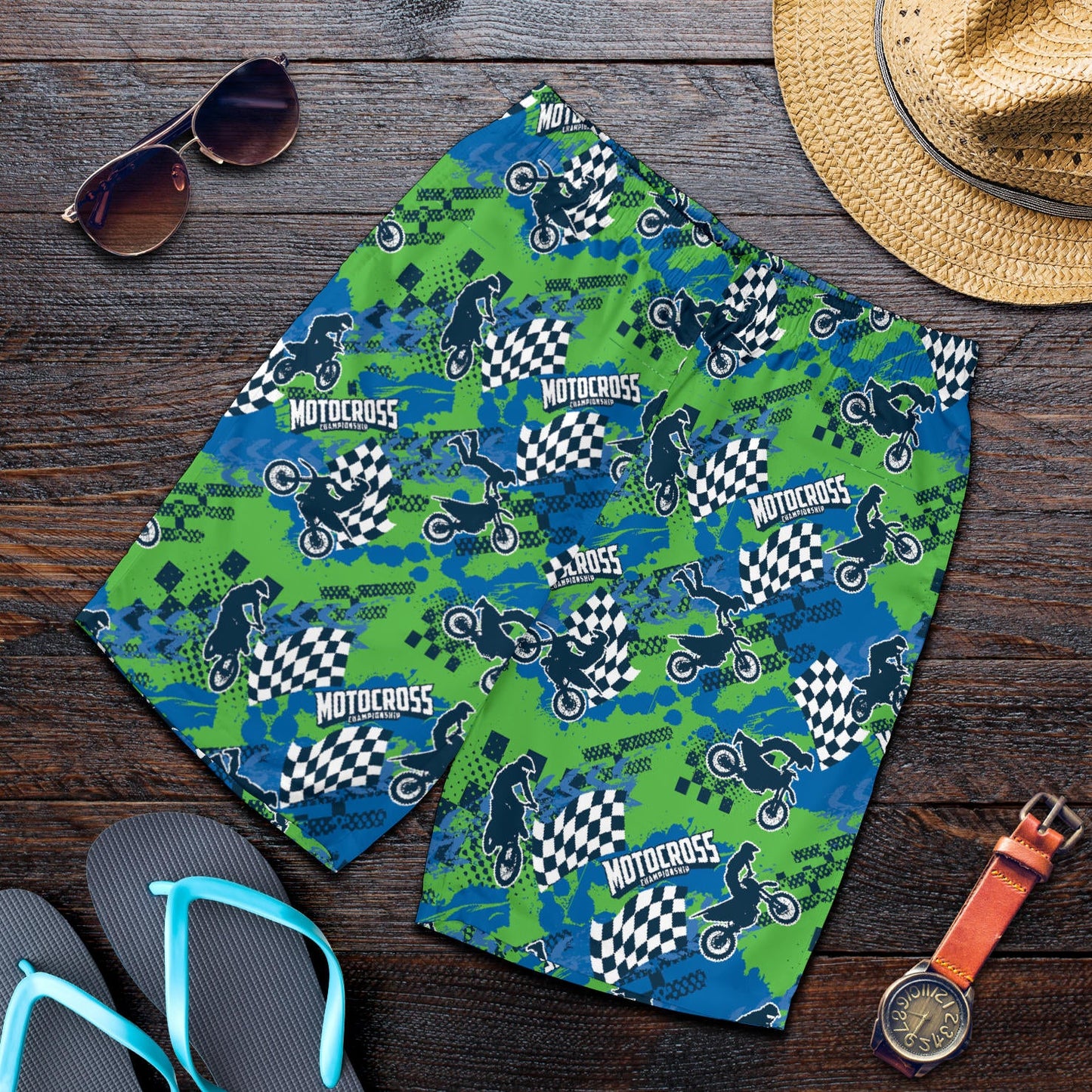Motocross Pattern Print Design 04 Mens Shorts