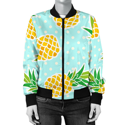 Pineapple Pattern Print Design PP01 Women Bomber Jacket