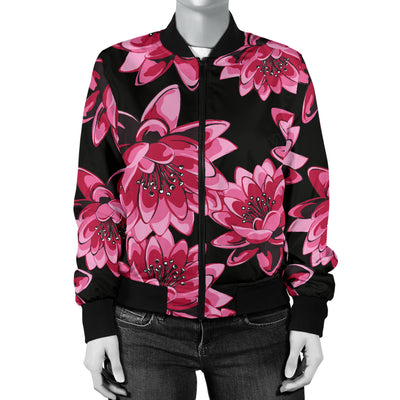 Lotus Pattern Print Design 03 Women's Bomber Jacket