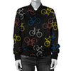 Bicycle Pattern Print Design 03 Women's Bomber Jacket