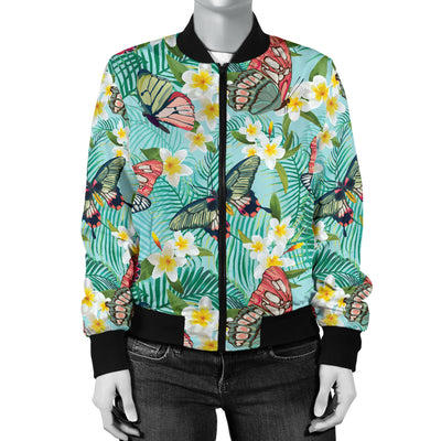 Butterfly Pattern Print Design 09 Women's Bomber Jacket