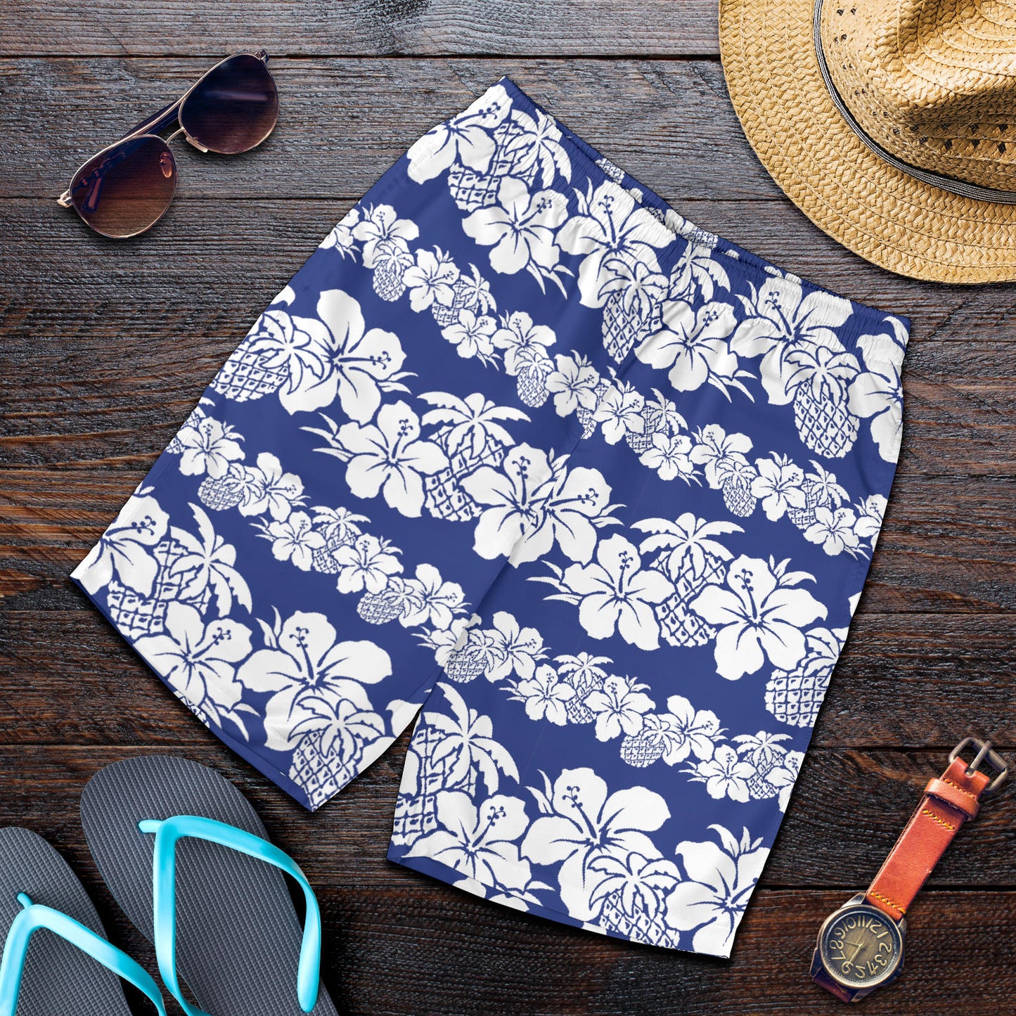 Hawaiian Themed Pattern Print Design H07 Mens Shorts