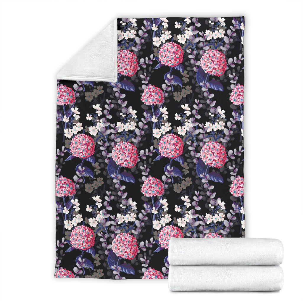 Hydrangea Pattern Print Design HD04 Fleece Blanket