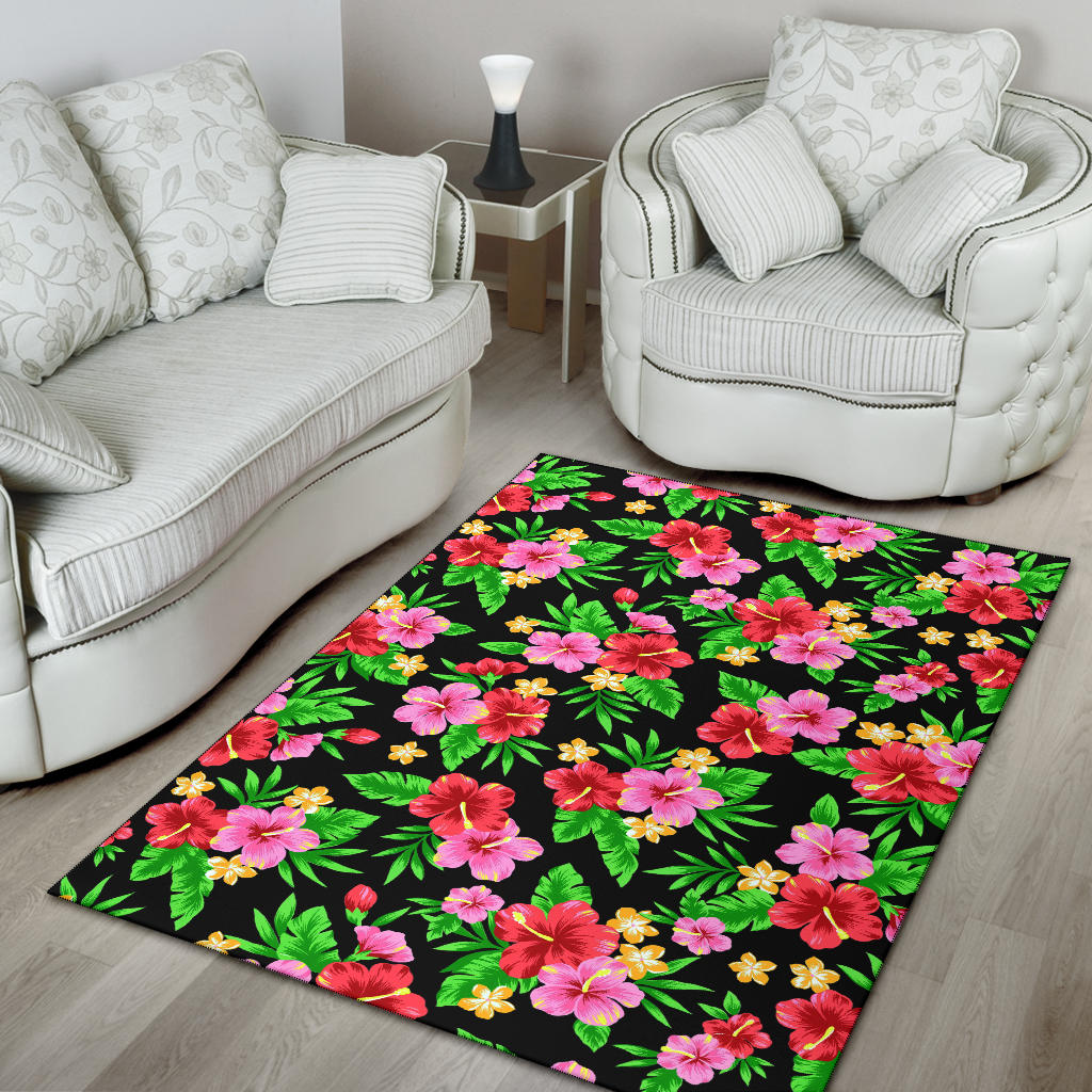 Pink Red Hibiscus Pattern Print Design HB023 Area Rugs