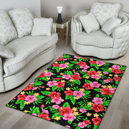Pink Red Hibiscus Pattern Print Design HB023 Area Rugs