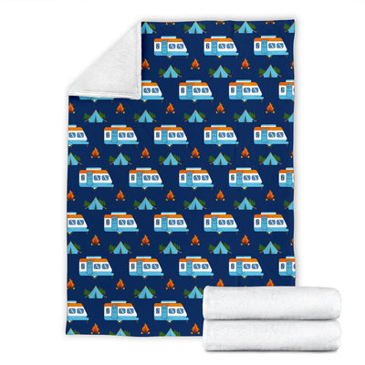 Camper Pattern Camping Themed No 3 Print Fleece Blanket