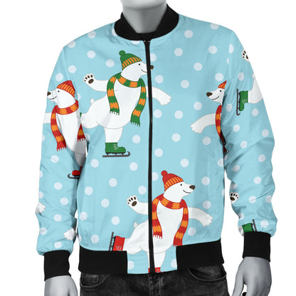 Polar Bear Pattern Print Design PB07 Men Bomber Jacket