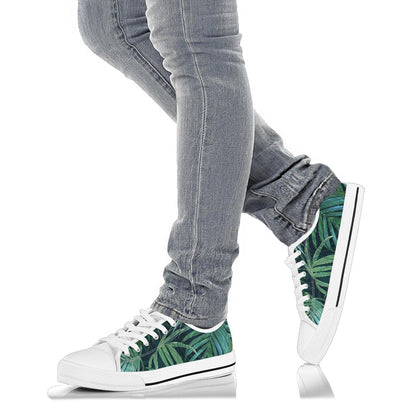 Tropical Flower Pattern Print Design TF011 White Bottom Low Top Shoes
