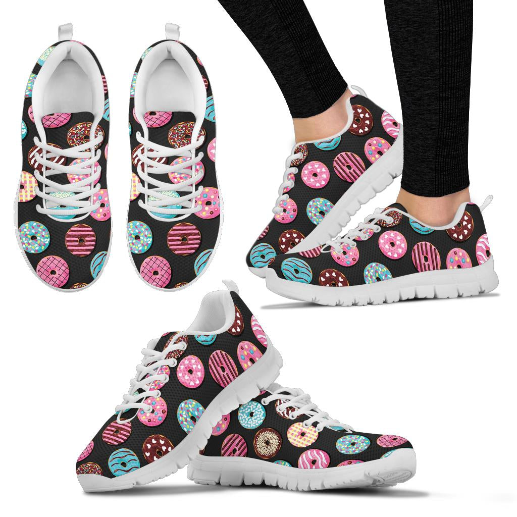 Donut Pattern Print Design DN02 Sneakers White Bottom Shoes