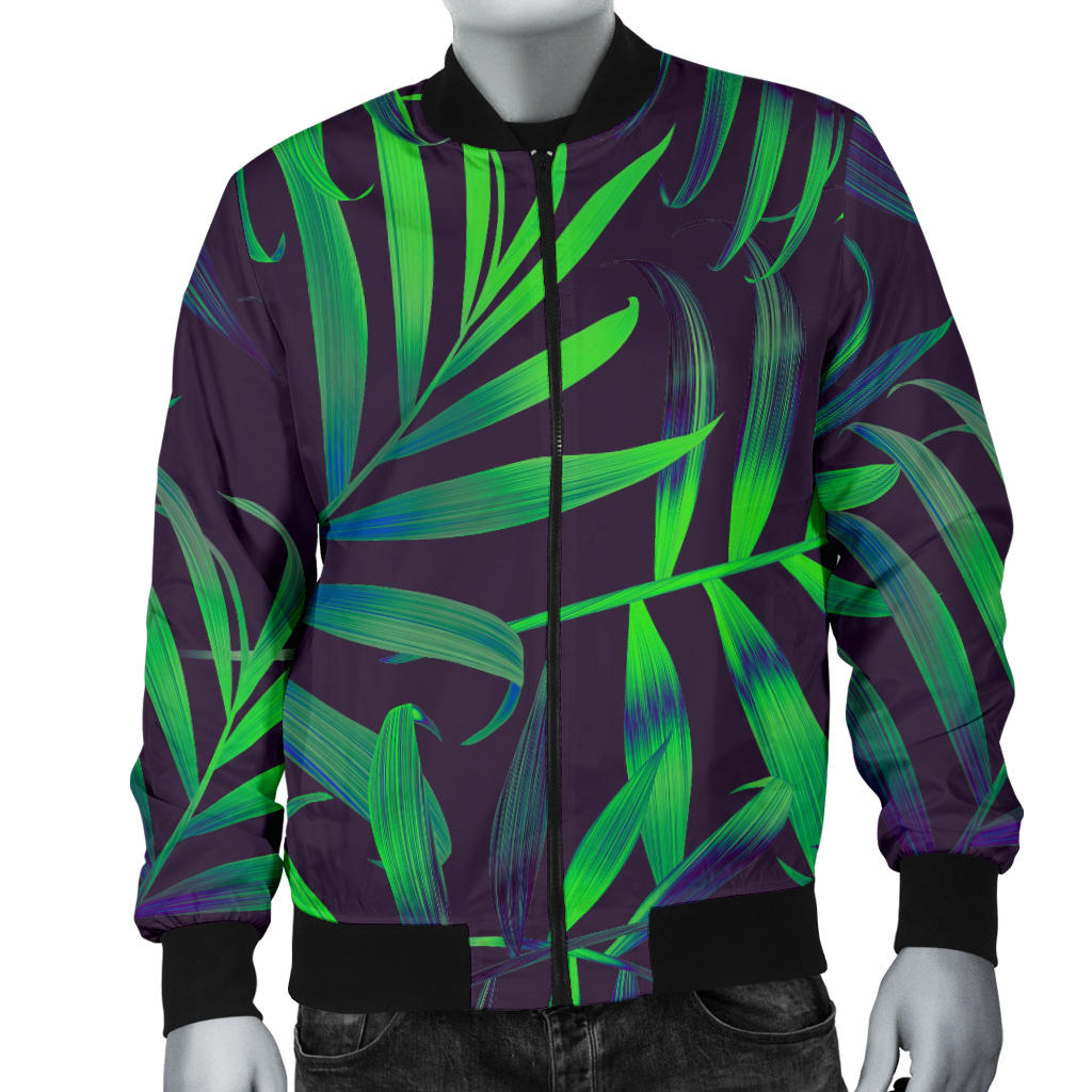Palm Leaves Pattern Print Design PL01 Men Bomber Jacket