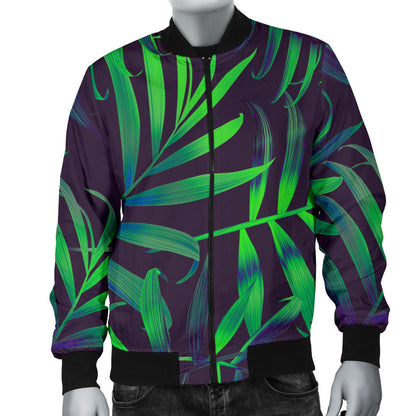 Palm Leaves Pattern Print Design PL01 Men Bomber Jacket