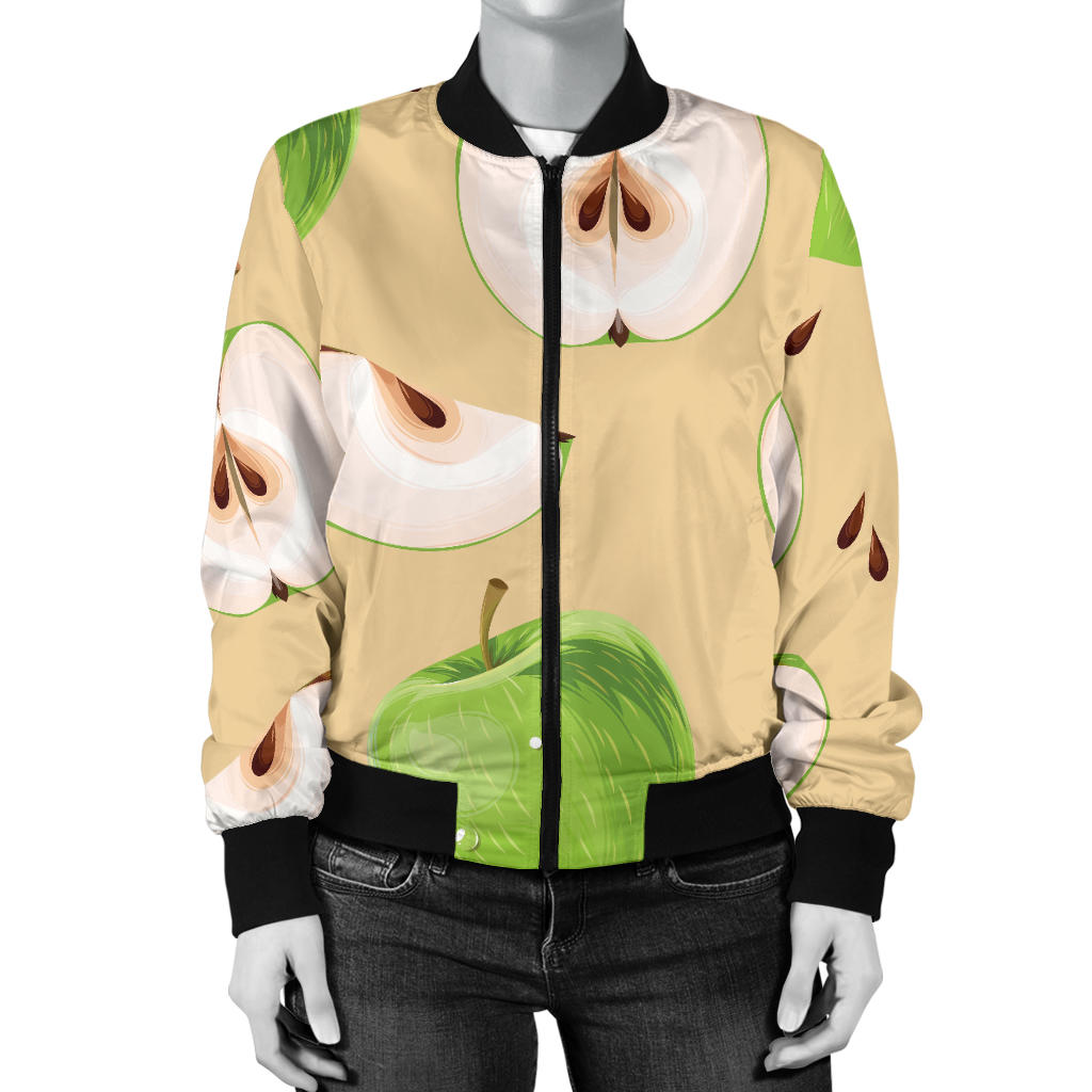 Apple Pattern Print Design AP07 Women Bomber Jacket