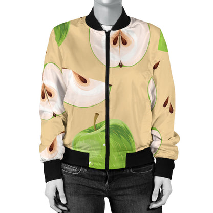 Apple Pattern Print Design AP07 Women Bomber Jacket