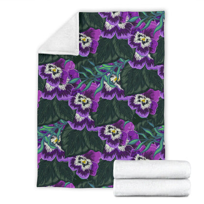 Pansy Pattern Print Design PS07 Fleece Blanket