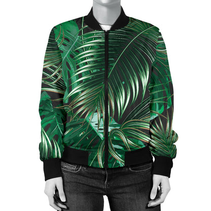Tropical Flower Pattern Print Design TF012 Women Bomber Jacket