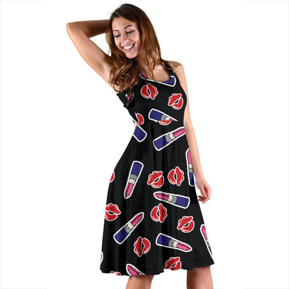 Lipstick Pattern Print Design LT01 Midi Dress