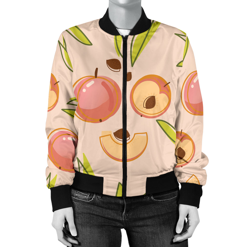 Peach Pattern Print Design A01 Women's Bomber Jacket