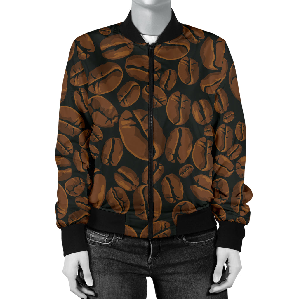 Coffee Pattern Print Design 01 Women's Bomber Jacket