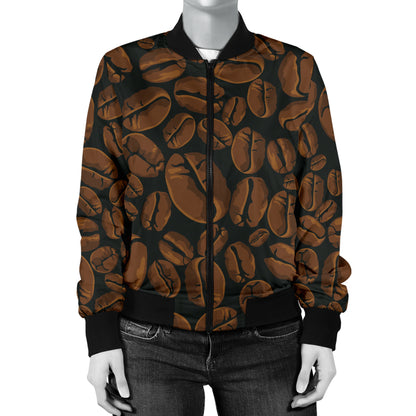 Coffee Pattern Print Design 01 Women's Bomber Jacket