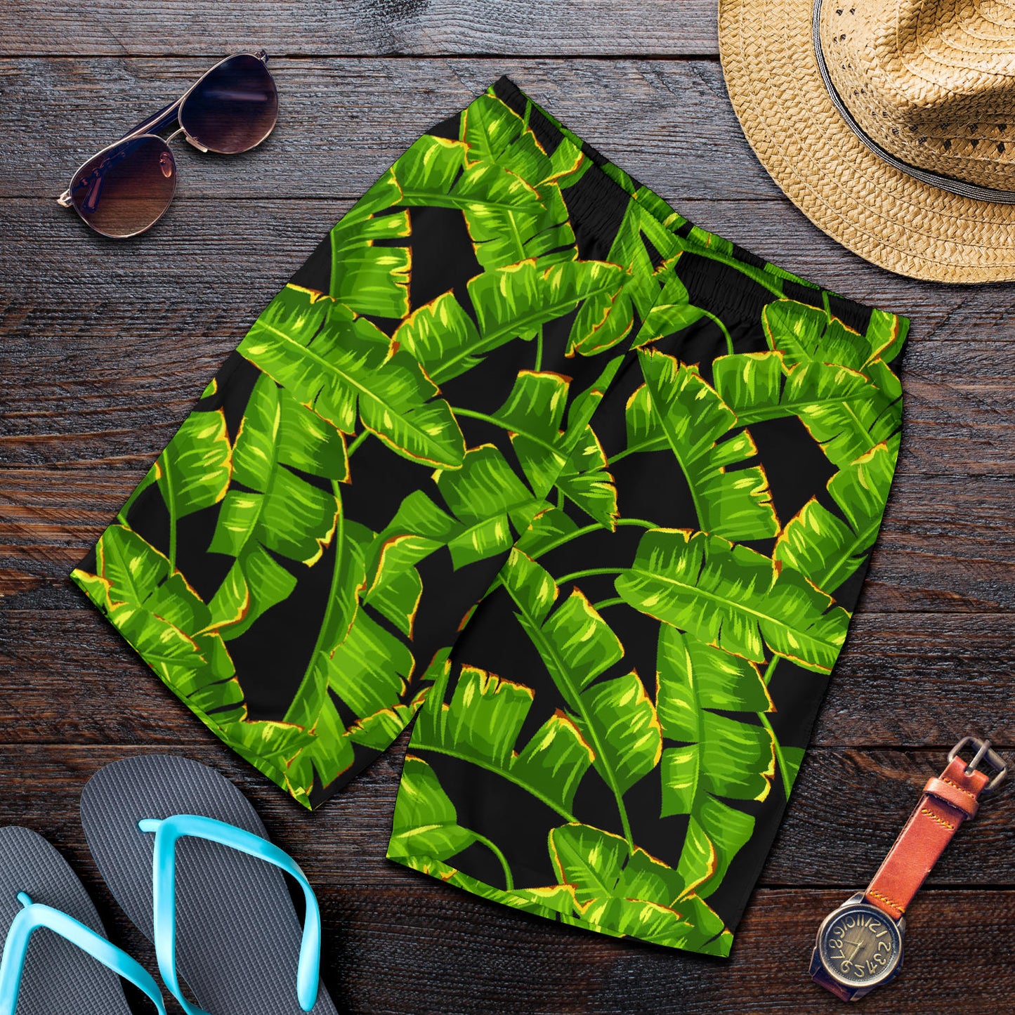 Banana Leaf Pattern Print Design BL06 Mens Shorts