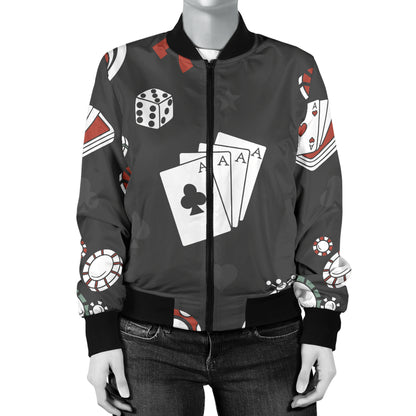 Casino Pattern Print Design 02 Women's Bomber Jacket