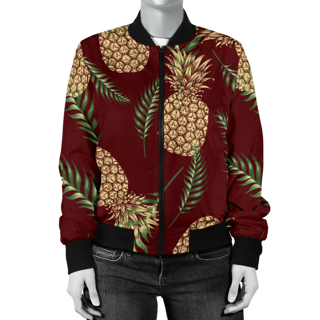 Pineapple Pattern Print Design PP013 Women Bomber Jacket