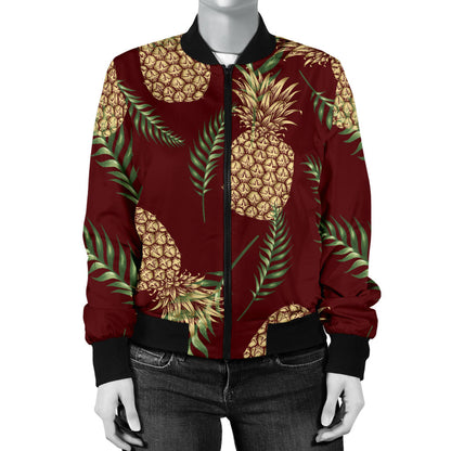 Pineapple Pattern Print Design PP013 Women Bomber Jacket