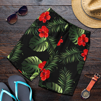 Red Hibiscus Tropical Mens Shorts