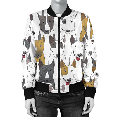 Bull Terriers Pattern Print Design 03 Women's Bomber Jacket