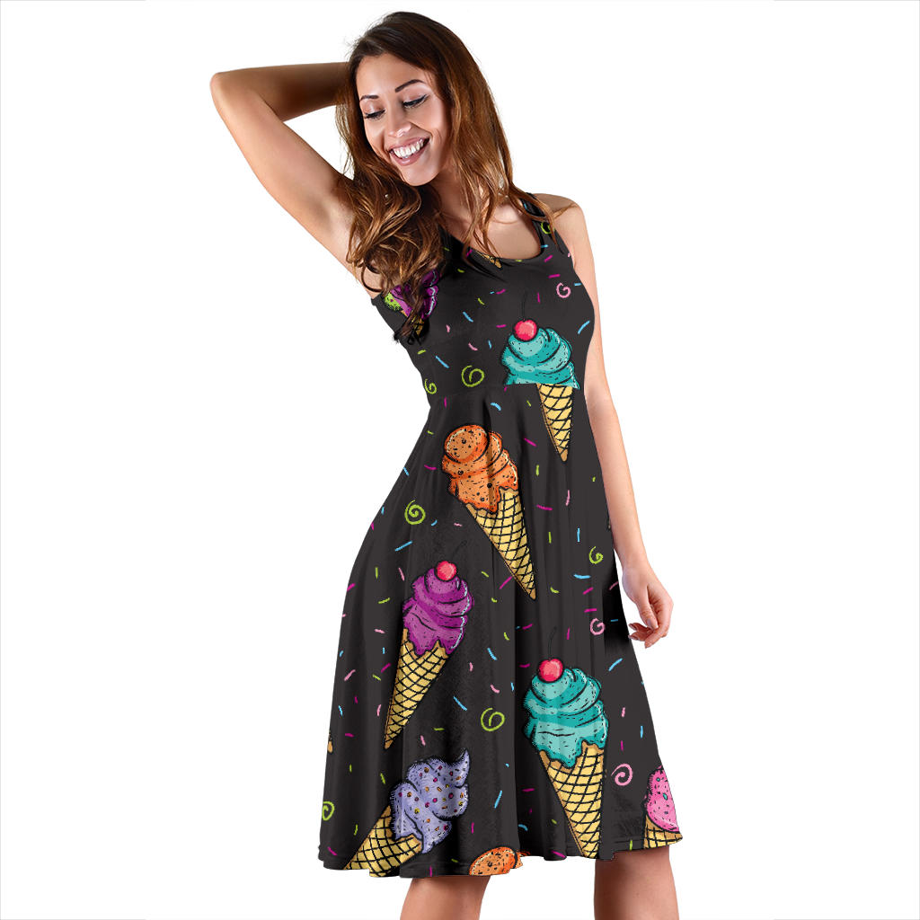Ice Cream Pattern Print Design IC06 Midi Dress