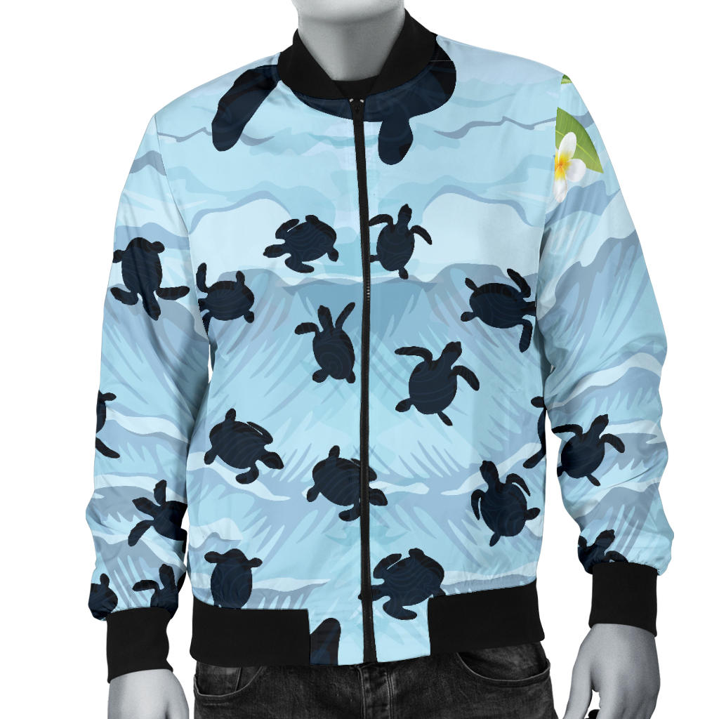 Sea Turtle Pattern Print Design T011 Men Bomber Jacket