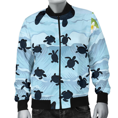 Sea Turtle Pattern Print Design T011 Men Bomber Jacket
