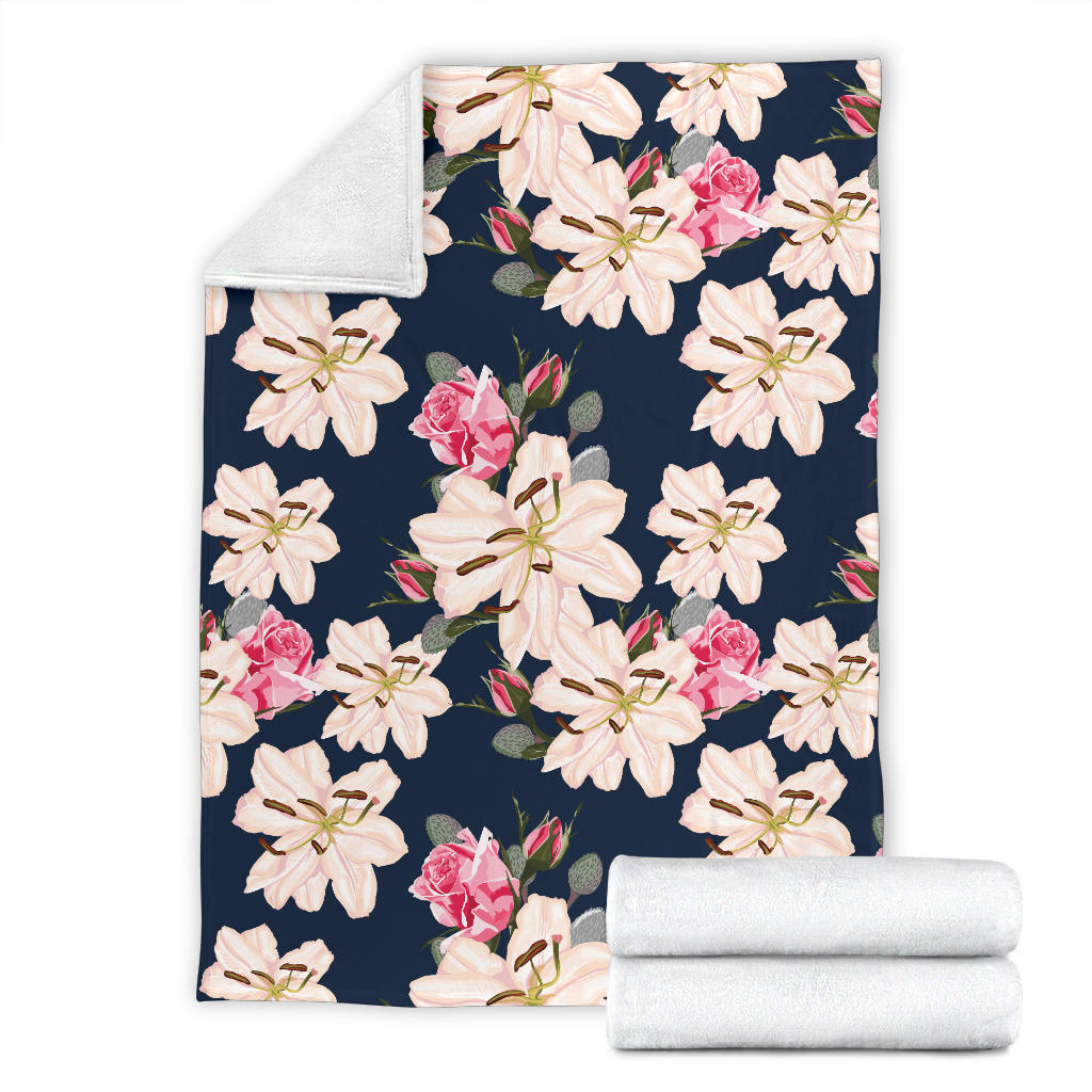 Lily Pattern Print Design LY04 Fleece Blanket