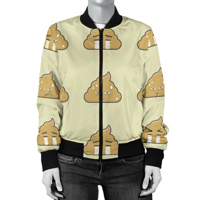 Poop Emoji Pattern Print Design A04 Women's Bomber Jacket