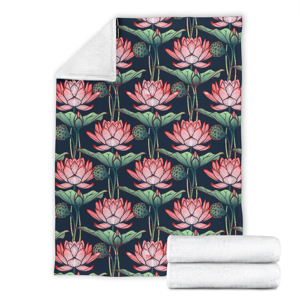 Water Lily Pattern Print Design WL03 Fleece Blanket