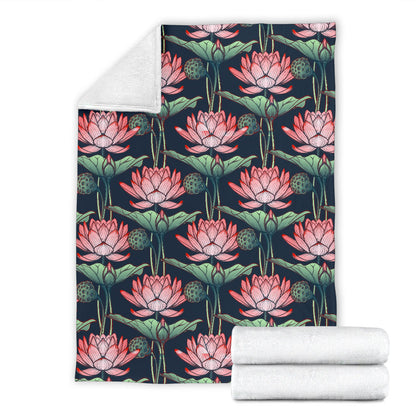Water Lily Pattern Print Design WL03 Fleece Blanket