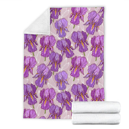Iris Pattern Print Design IR05 Fleece Blanket