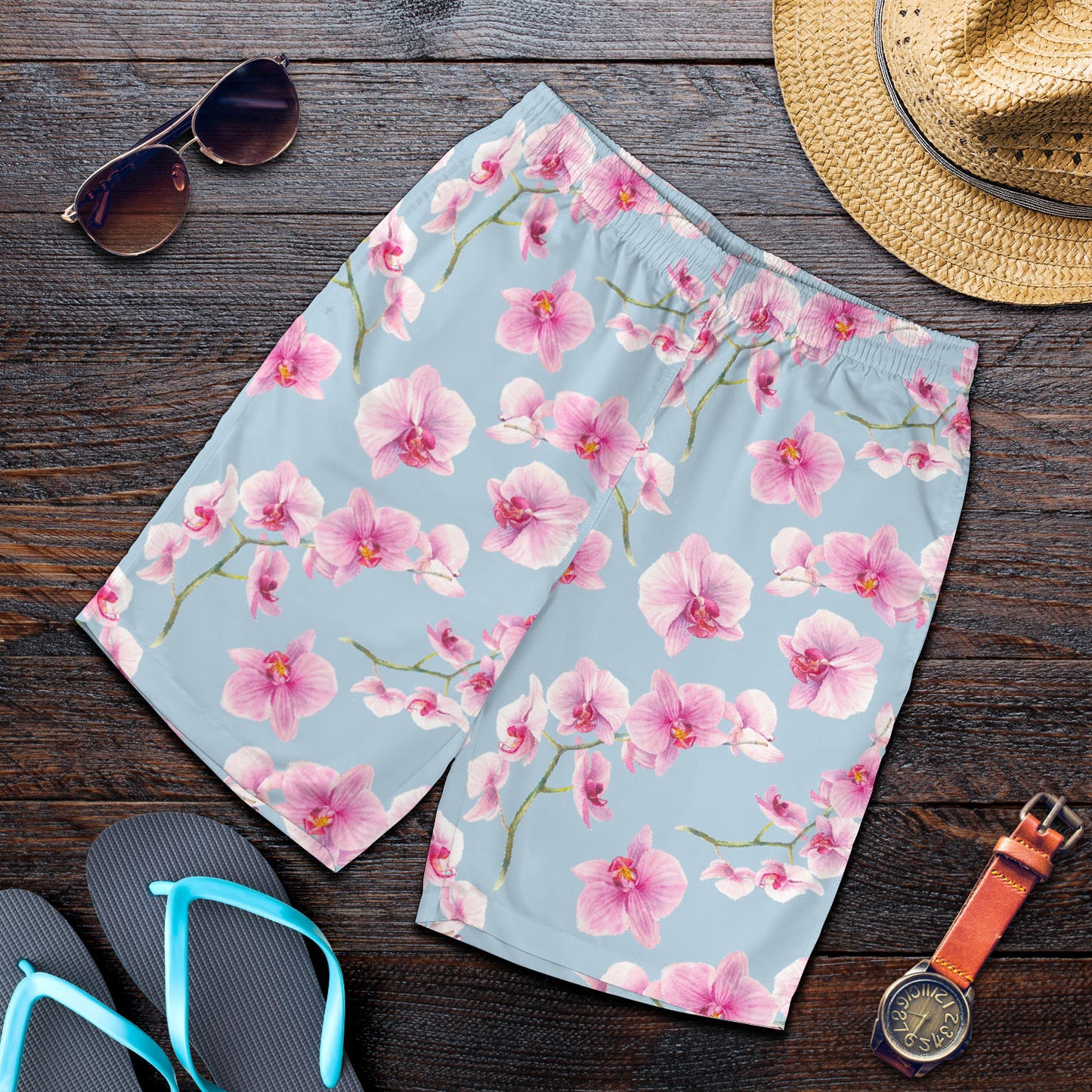 Orchid Pink Pattern Print Design OR01 Mens Shorts