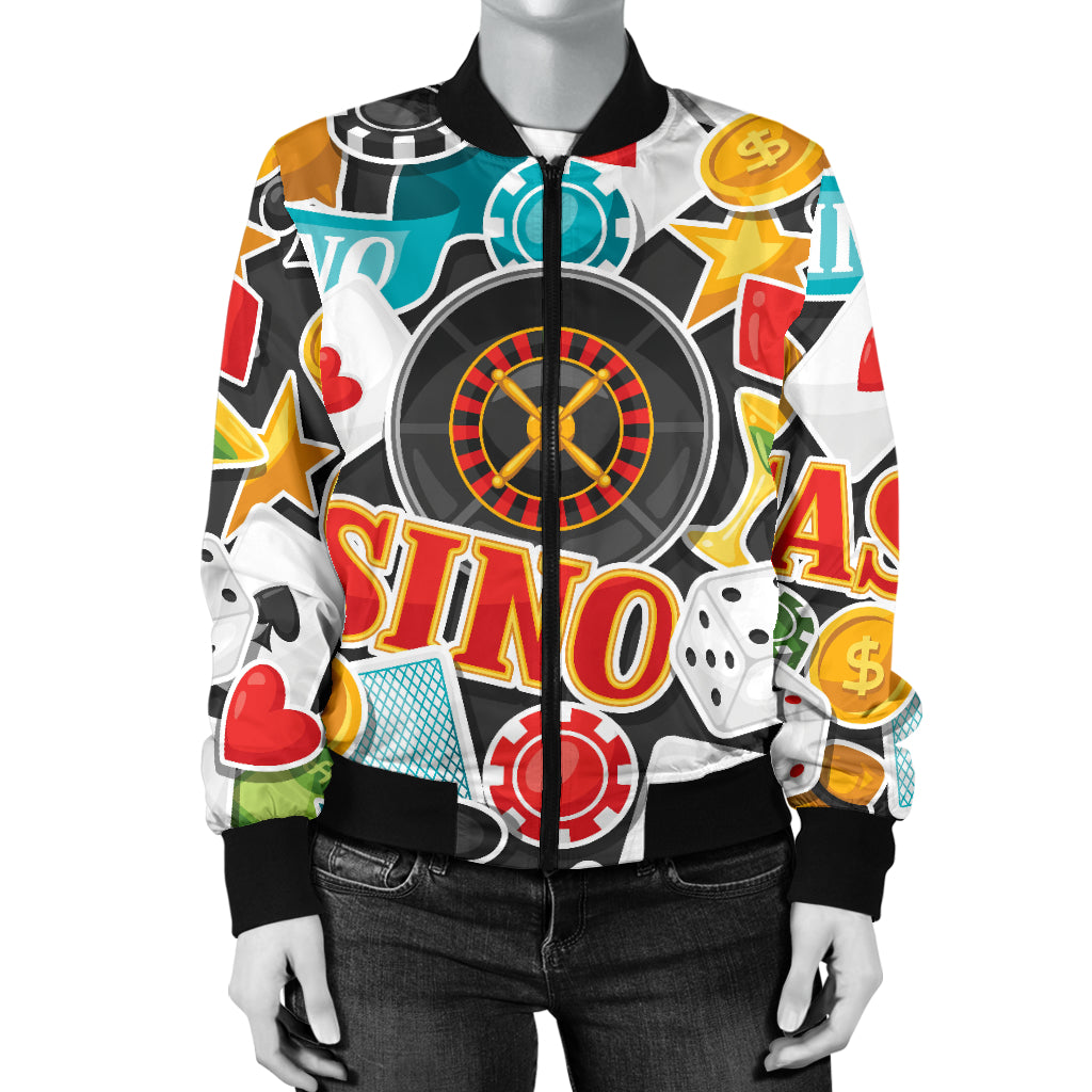 Casino Pattern Print Design 03 Women's Bomber Jacket