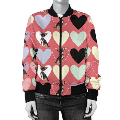 Chihuahua Pattern Print Design 01 Women's Bomber Jacket