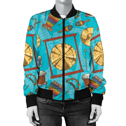Percussion Pattern Print Design 03 Women's Bomber Jacket