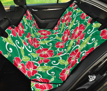 Red Hibiscus Pattern Print Design HB019 Rear Dog  Seat Cover