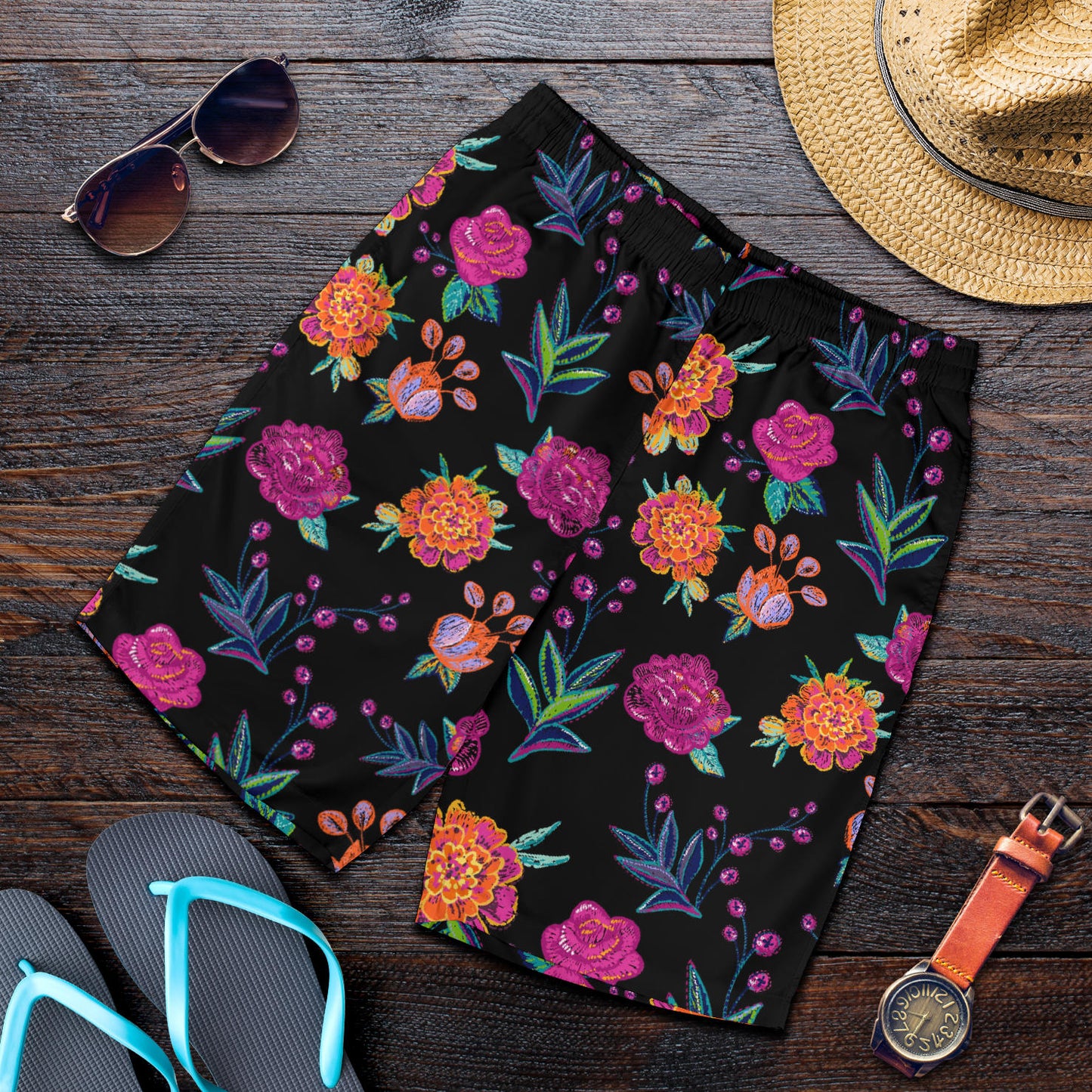 Marigold Pattern Print Design MR02 Mens Shorts