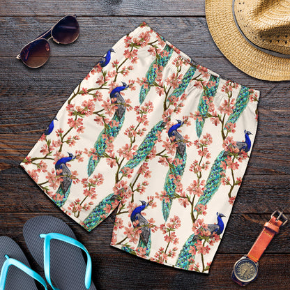 Cherry Blossom Peacock Mens Shorts